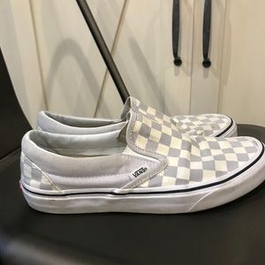 GREY AND WHITE CHECKERED VANS!!